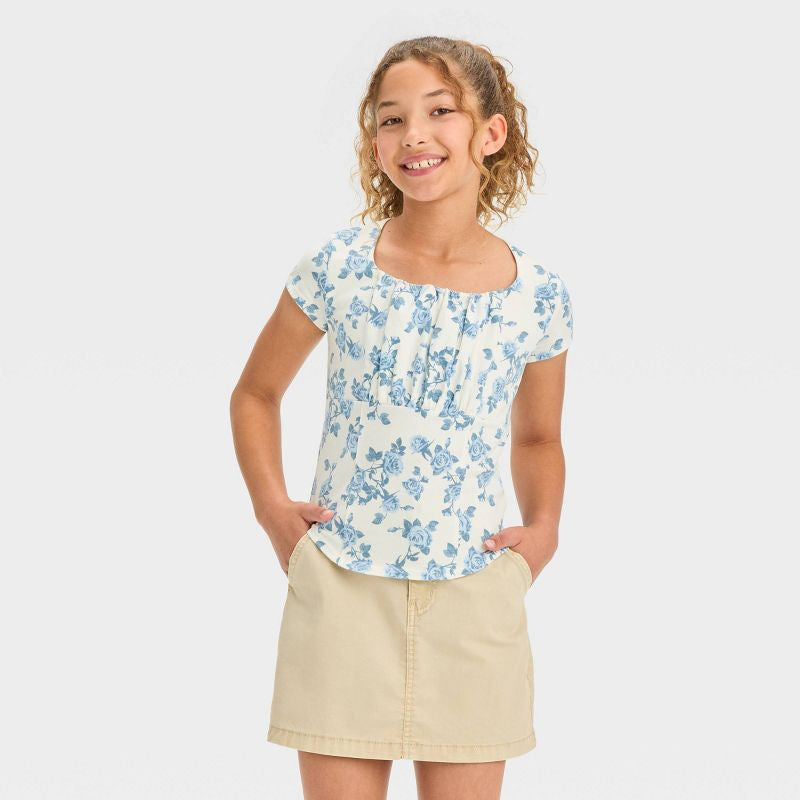 Girls' Ruched Short Sleeve Bust Top