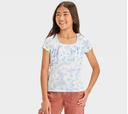 Girls' Ruched Short Sleeve Bust Top