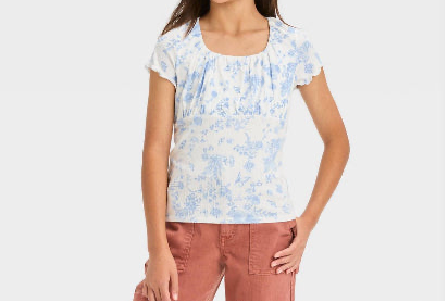 Girls' Ruched Short Sleeve Bust Top