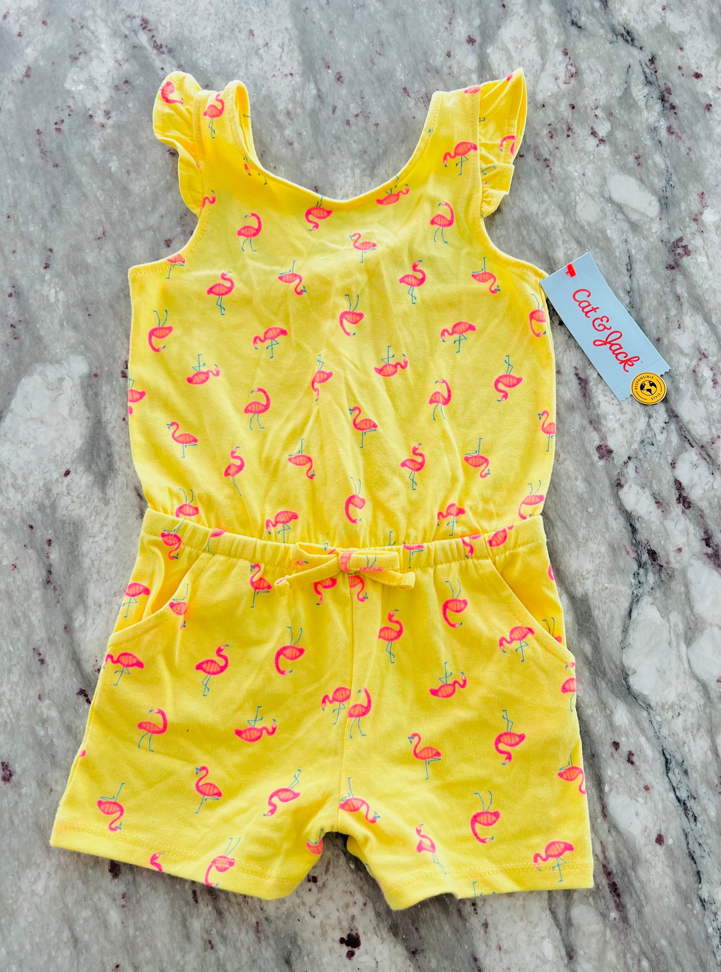 Toddler Girls' Flamingo Romper - Cat & Jack™ Yellow