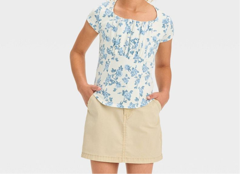 Girls' Ruched Short Sleeve Bust Top