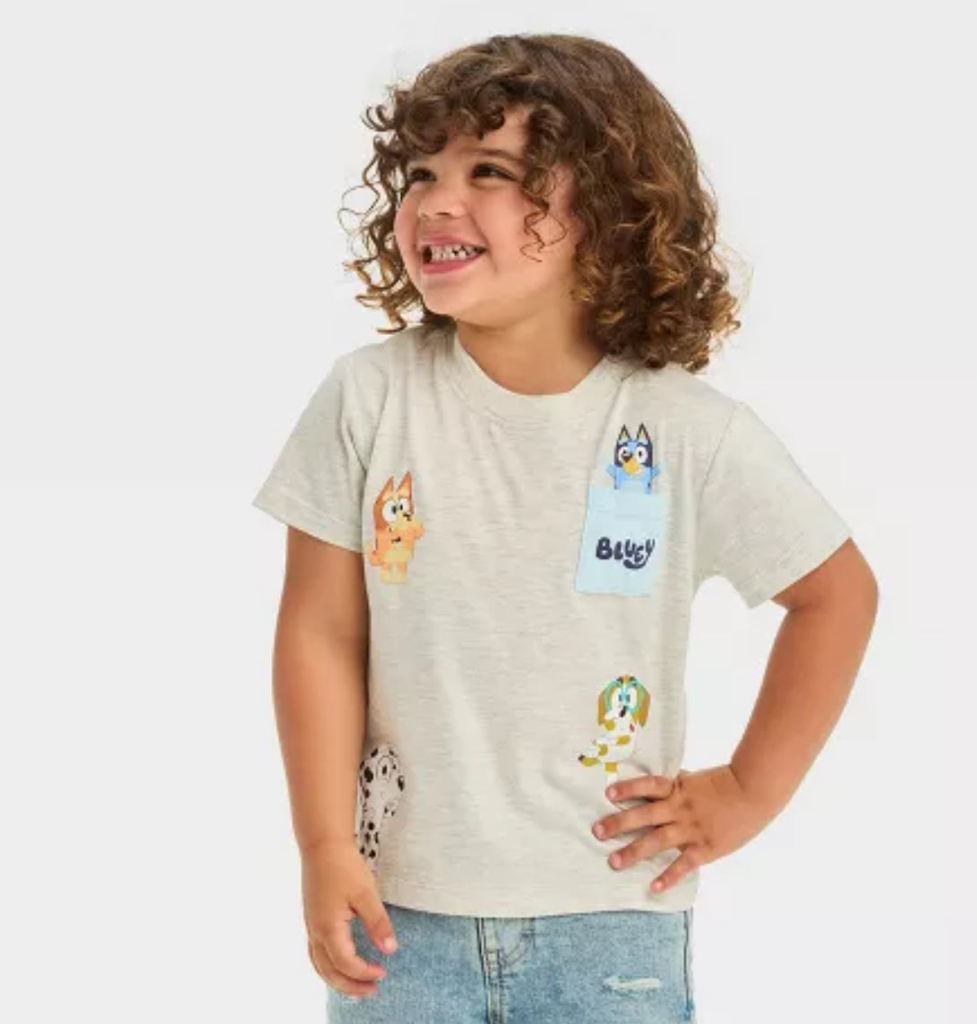 Toddler Bluey and Friends Short Sleeve Pocket T-Shirt - Cream