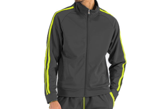 Tek Gear Fleece Lined Lightweight Zip Up Jacket- Gray/Lime