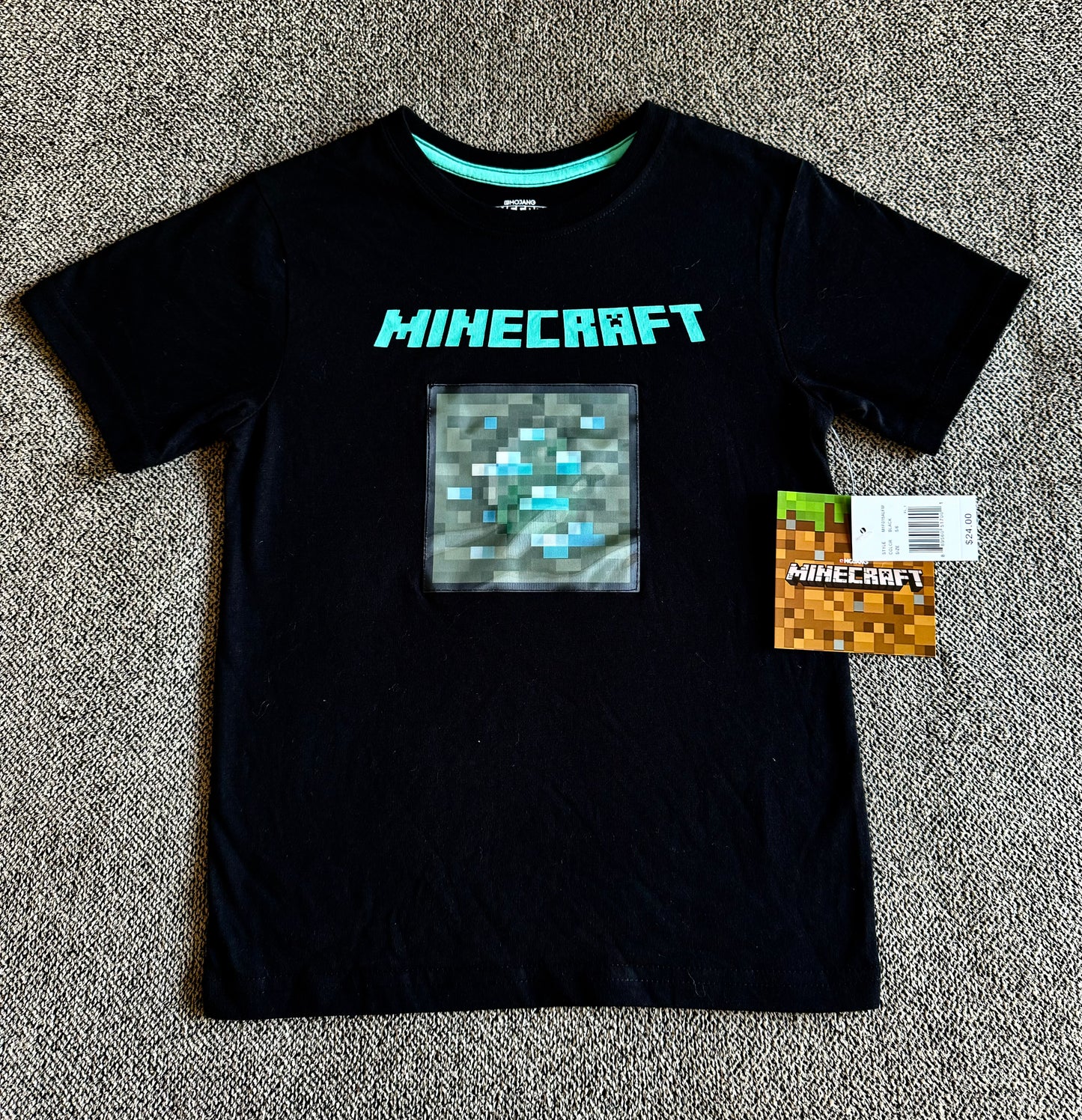 Minecraft Boys Short Sleeve Graphic T-Shirt- Black