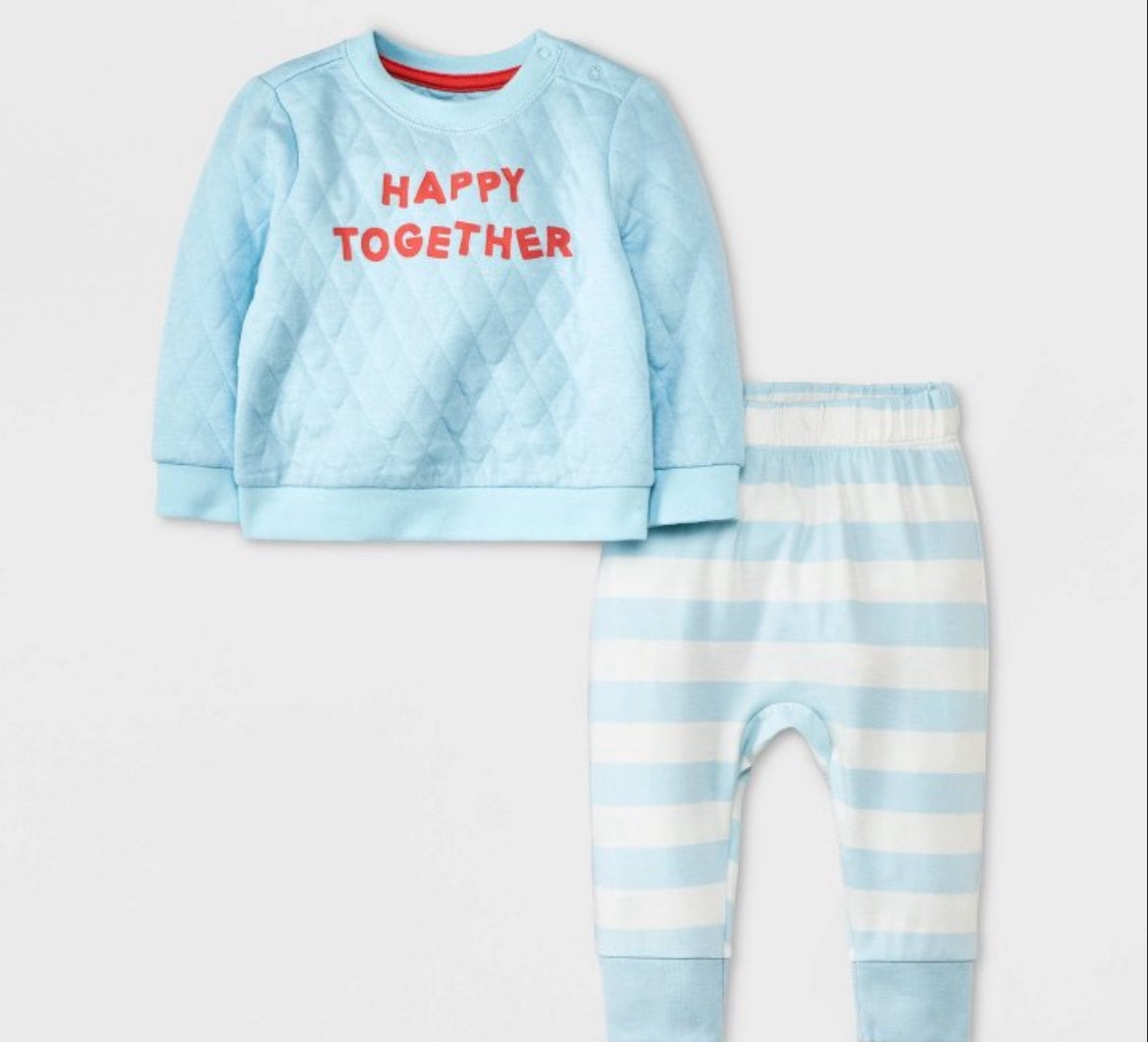 Baby 'Happy Together' Graphic Top & Bottom Set - Cat & Jack™ Blue