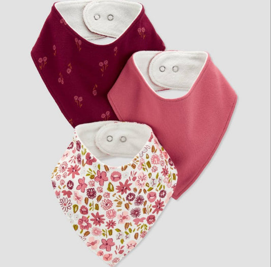 Carters Just One You Baby Girls’ 3PK Bandana Bib- Pink