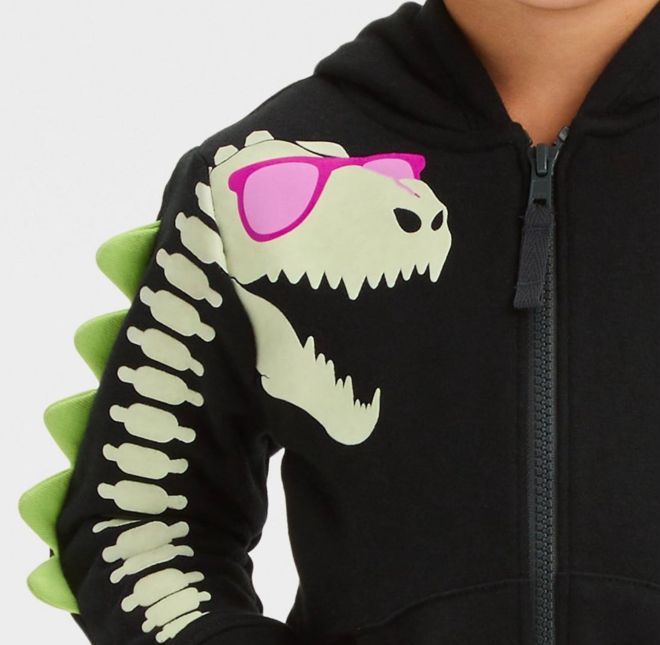 Toddler Boys' Glow In the Dark Dino Halloween Zip-Up Sweatshirt  and Marching Pants-Cat & Jack™ Black