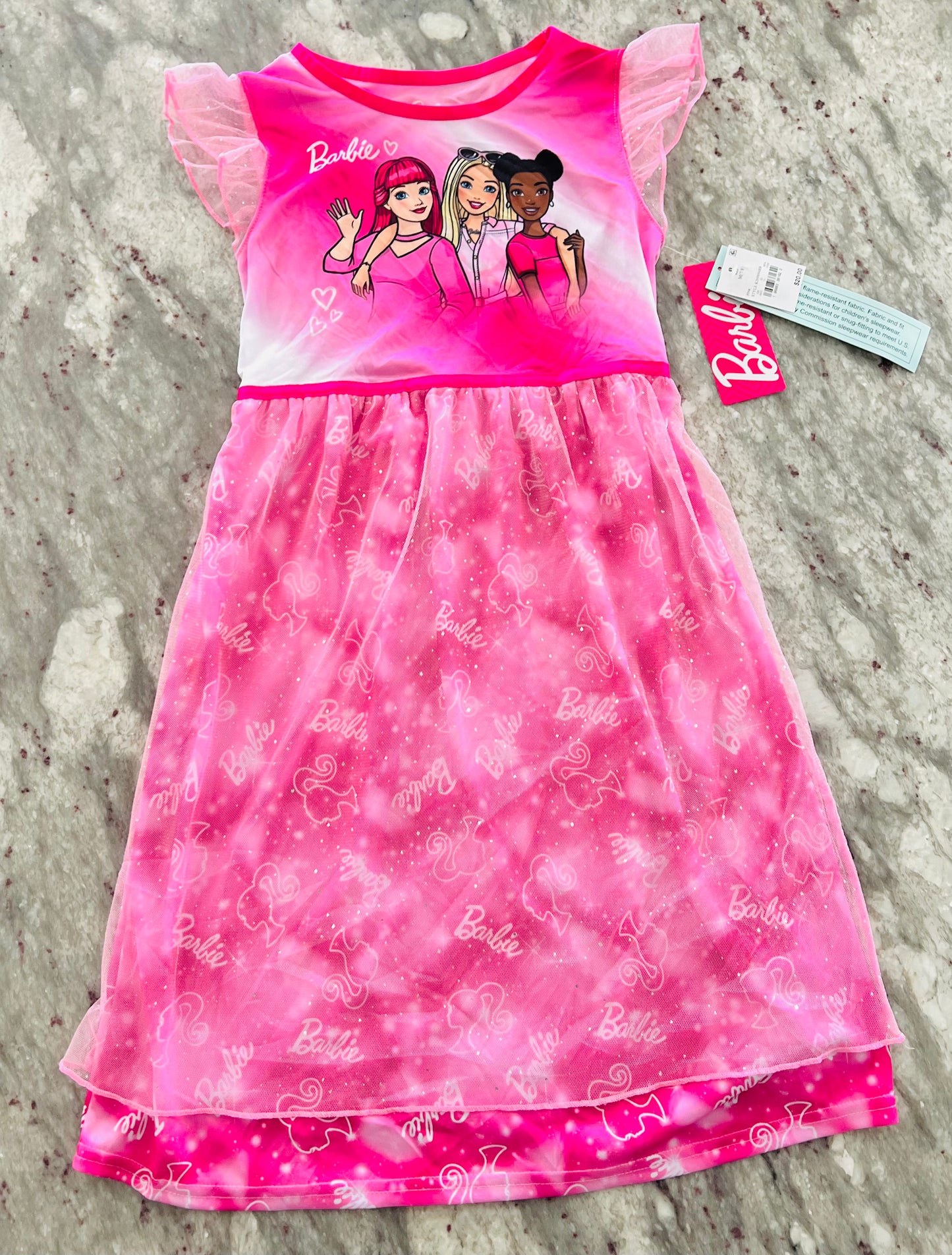 Girls Barbie Dress Up NightGown - Pink