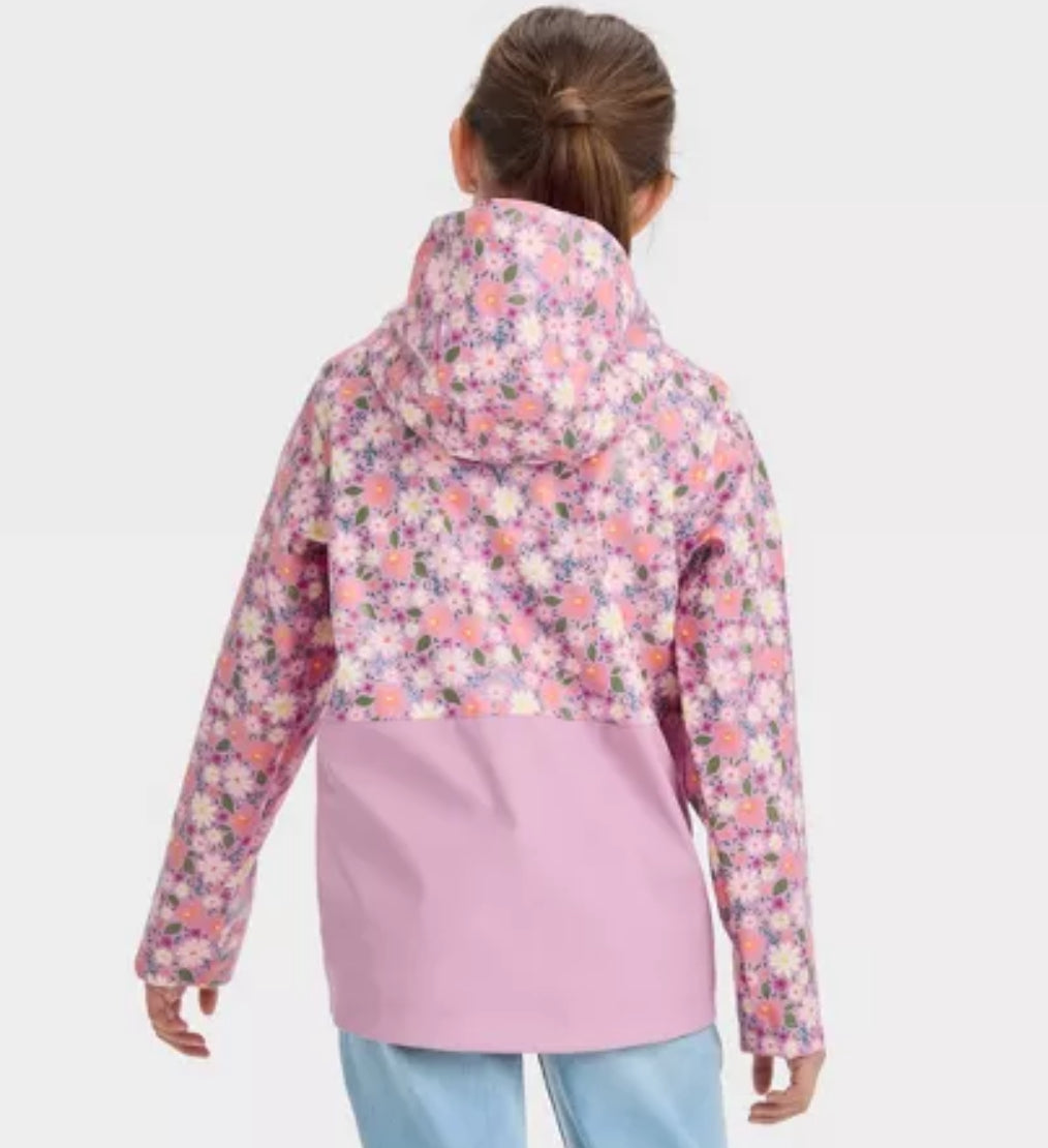 Girls' Floral Printed Rain Coat - Cat & Jack™ Lavender