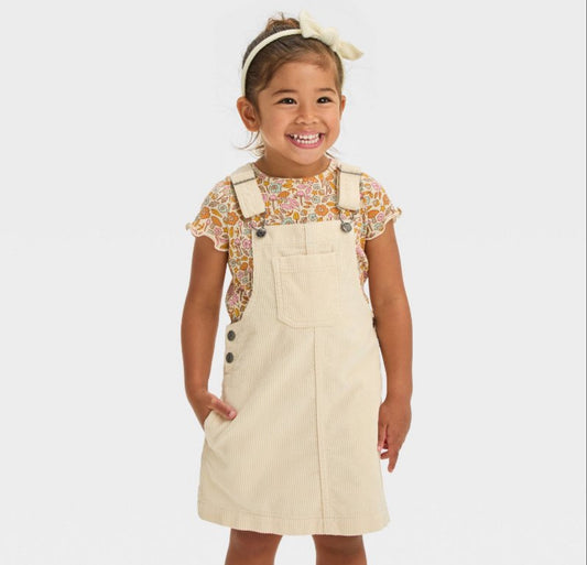 Toddler Girls' Corduroy Skirtall Dress - Cat & Jack™ Cream