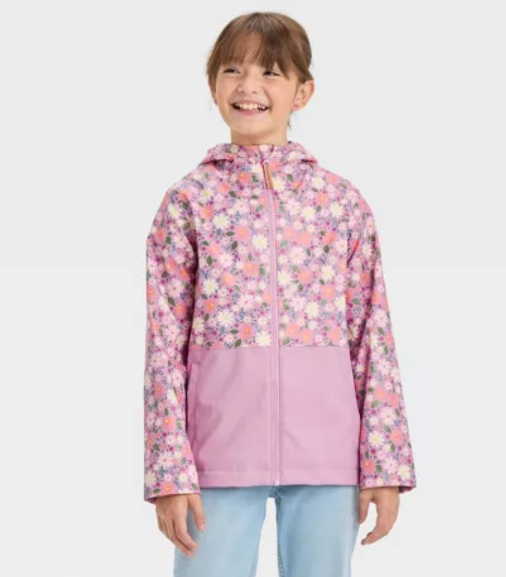 Girls' Floral Printed Rain Coat - Cat & Jack™ Lavender