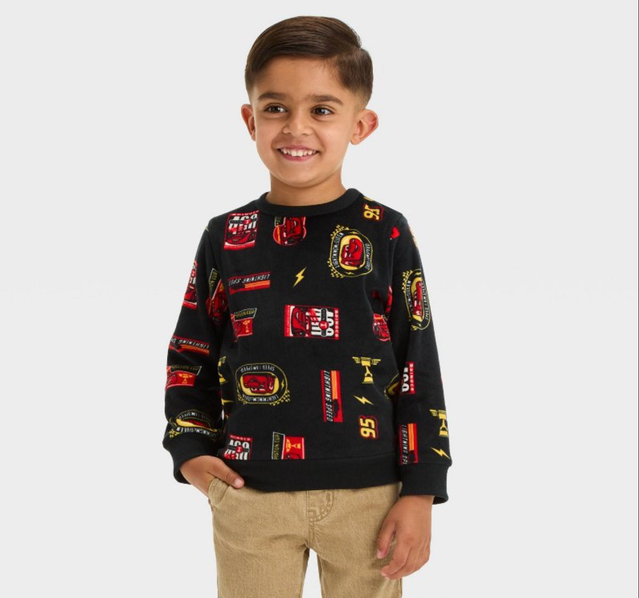 Toddler Boys' Disney Cars Lightning McQueen Cozy Pullover - Black