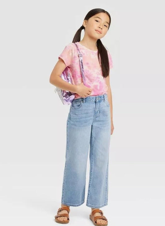 Cat & Jack Girls' Mid-Rise Wide Leg Jeans