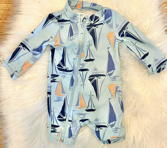 Carters Just One You Baby Boys Baby Recycled 1-Piece Rashguard-Sailboat Print