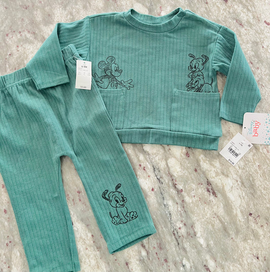 Baby Boys' Disney Ribbed Top and Bottom Set - Green