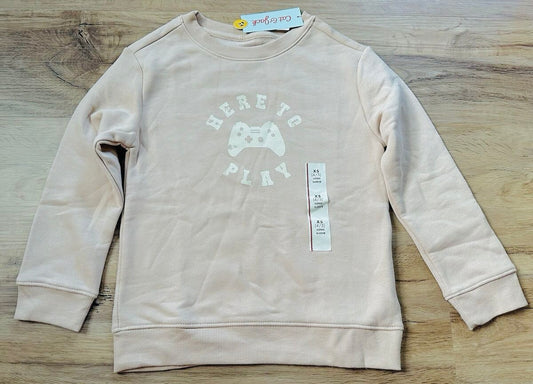 Boys Graphic “Here to Play” Fleece Crewneck Pullover Sweatshirt