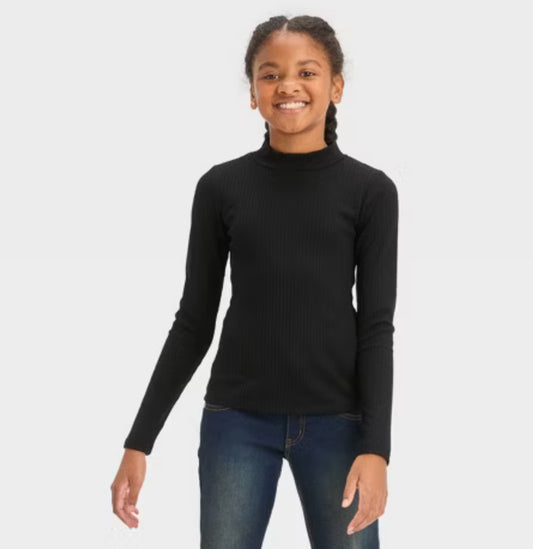 Girls' Long Sleeve Rib-Knit Mock Neck Top - art class™