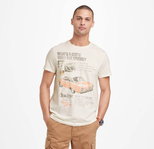 Men's Regular Fit Dodge Short Sleeve T-Shirt - Goodfellow & Co -Off White