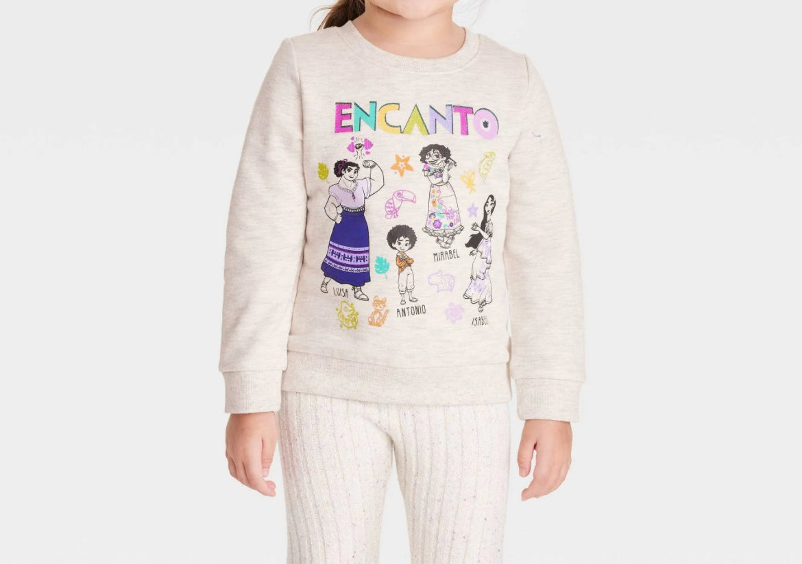 Toddler Girls' Disney Encanto Printed Pullover Sweatshirt - Beige