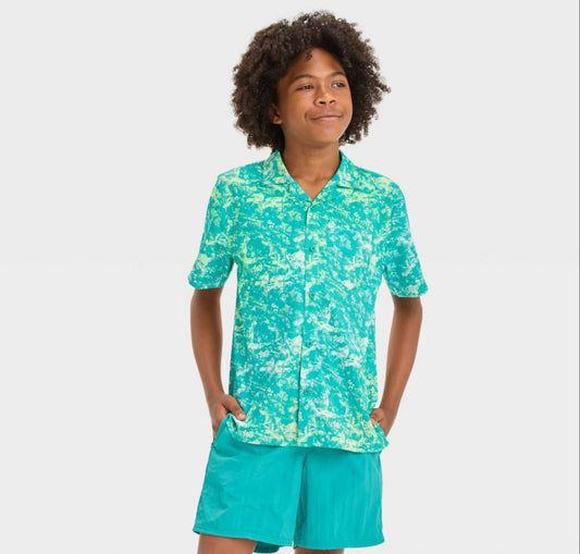 Boys Printed Woven Button Down - All In Motion