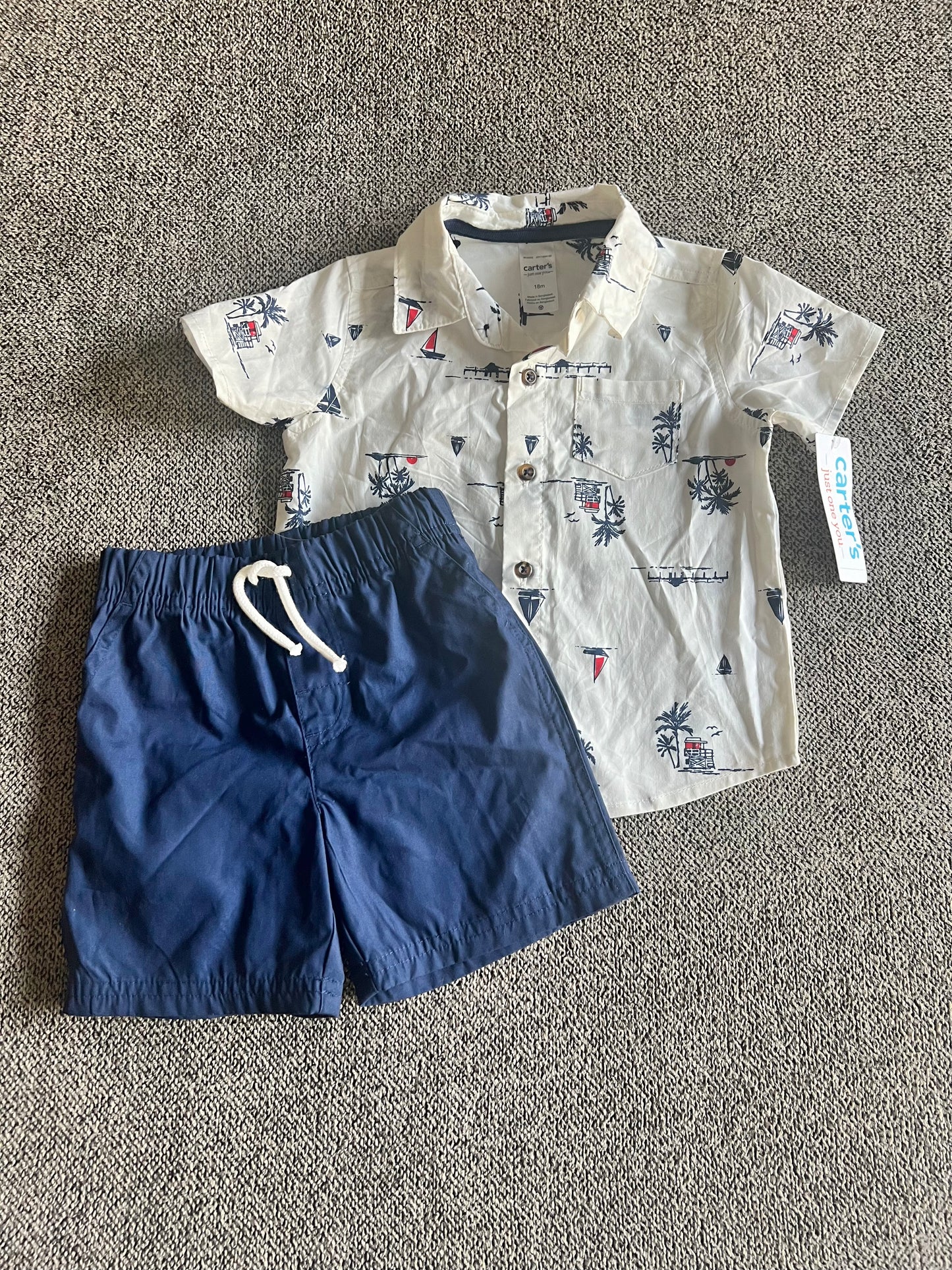 Carter's Just One You® Baby Boys' Sailboats Top & Bottom Set - White/Blue