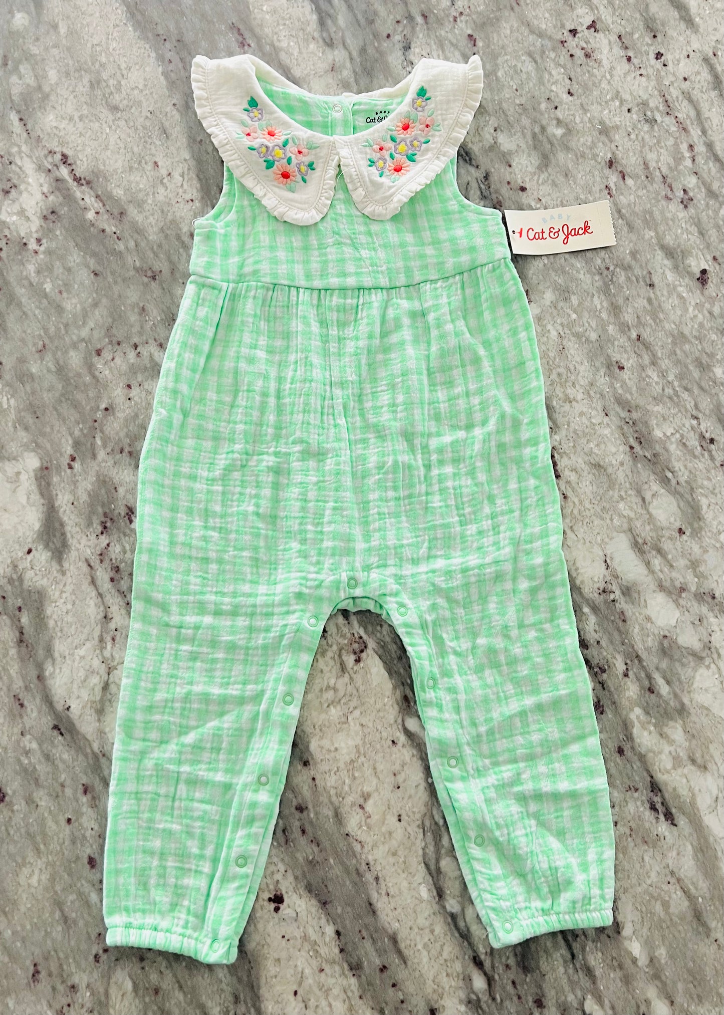 Baby Girls’ Collar Gingham Romper – Cat & Jack™ Green