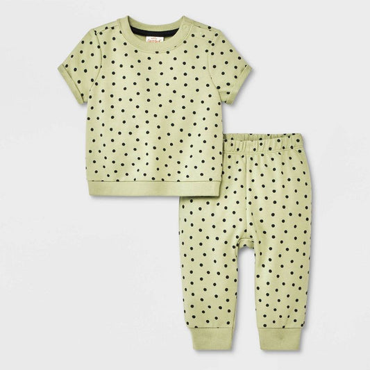 Baby 2pc French Terry Short Sleeve Top & Bottom Set - Cat & Jack Green