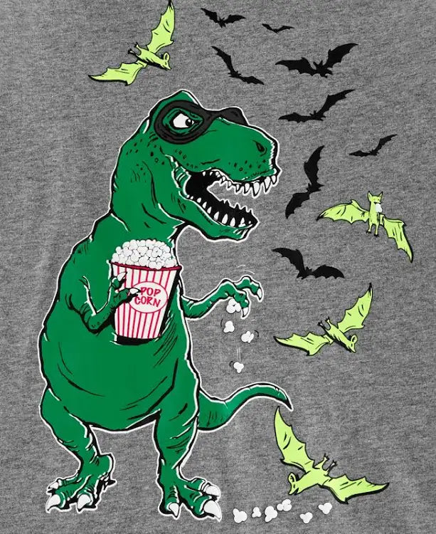 Carter's Little & Big Boys Dinosaur Bats-Print Cotton T-Shirt - Grey