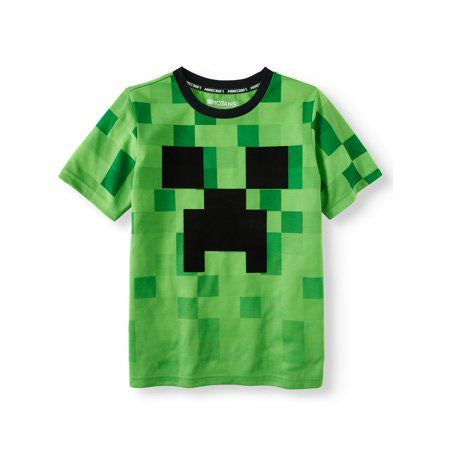 Boy’s Minecraft “Creeper Camo Logo Fade” Short Sleeve Graphic Tee