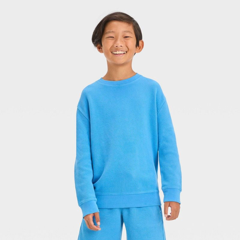 Boys' Solid Fleece Crewneck Pullover Sweatshirt - Cat & Jack™ Blue