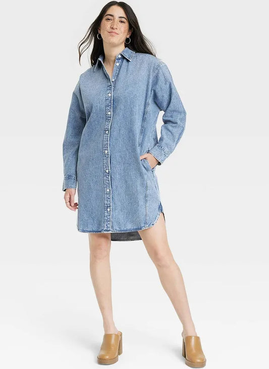 Universal Thread Women's Long Sleeve Mini Shirtdress