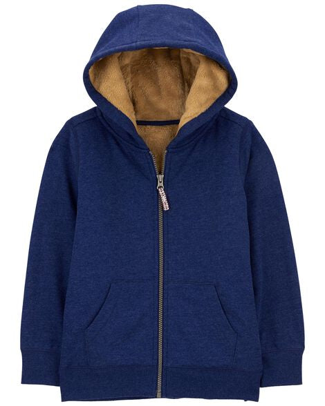 Carters Boys Zip-Up Fleece Jacket w/ Cozy Lining- Navy