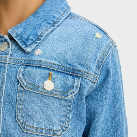 Girls' Embroidered Daisies Jean Jacket - Cat & Jack-Medium Wash