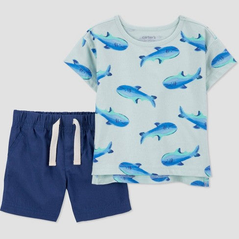 Carter's Just One You Baby Boys' Shark Top & Bottom Set - Blue