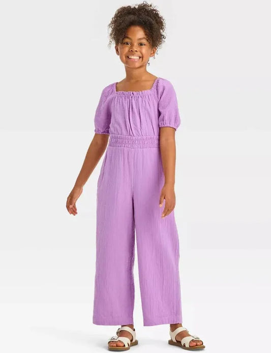 Girls Woven Jumpsuit- Purple