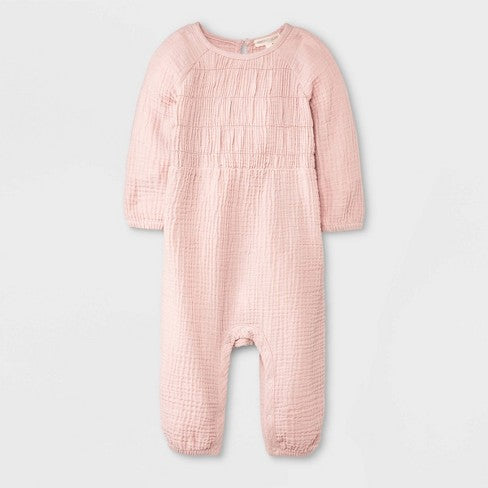 Grayson Collective Baby Girls' Smocked Gauze Bubble Romper