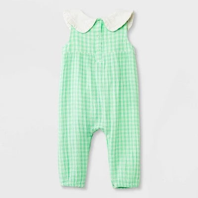 Baby Girls’ Collar Gingham Romper – Cat & Jack™ Green