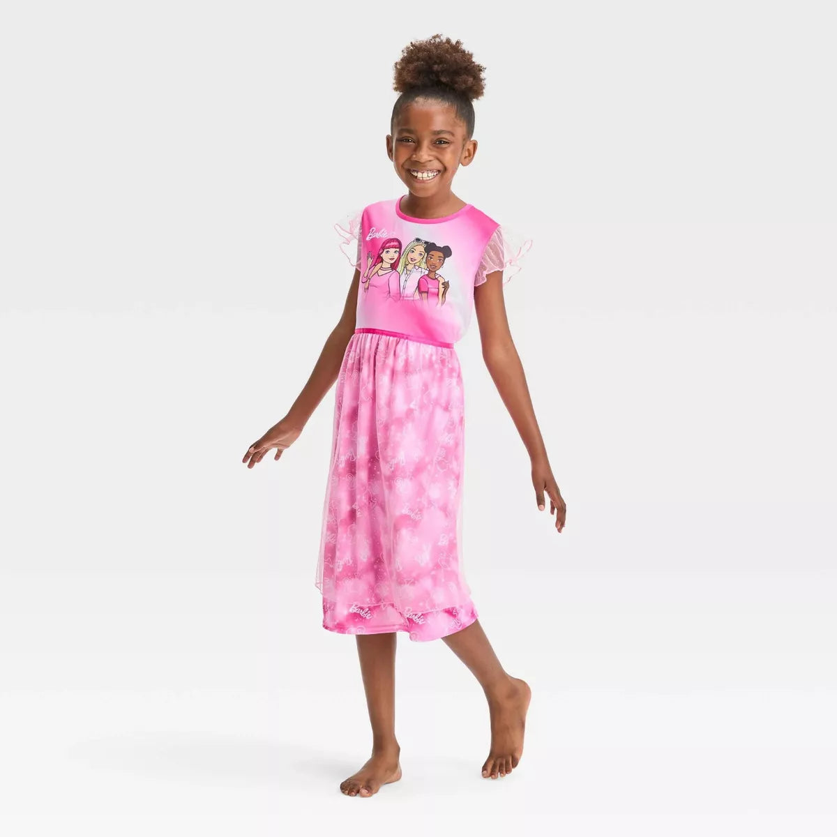 Girls Barbie Dress Up NightGown - Pink