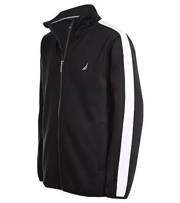 Nautica Boys Noah Full-Zip Tricot Jacket-Black White Logo