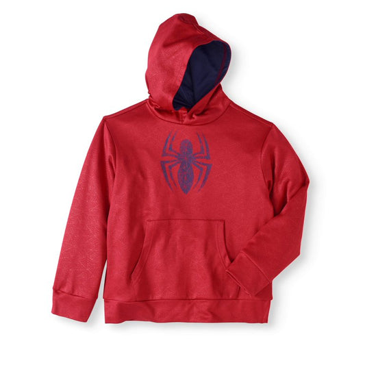 Spider-Man Marvel Boys Red All Over Web Pattern Pullover Hoodie Sweatshirt